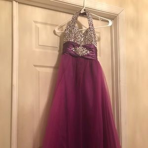 Girls Purple Pageant Dress, Size 7
